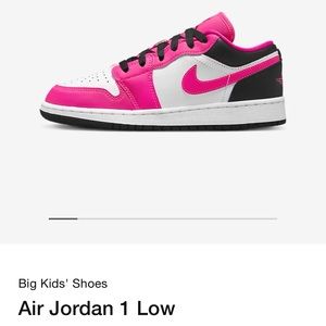 Fierce Pink Nike Jordan 1 Low's, brand new in box. True 7.5 (big kids size 6)